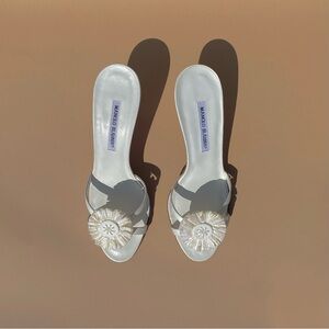 SOLD Manolo Blahnik white floral heels
